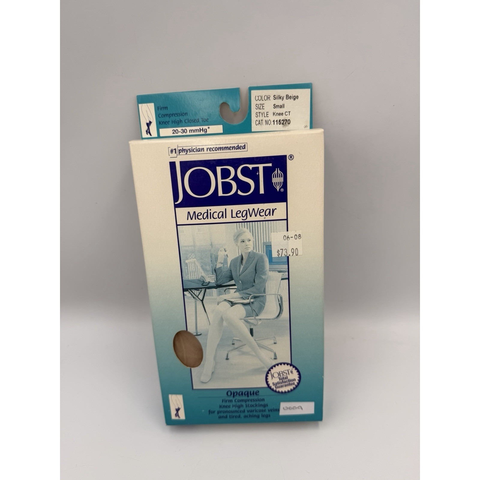 Jobst Opaque Medical Compression Knee High Stockings Small Silky Beige 2030